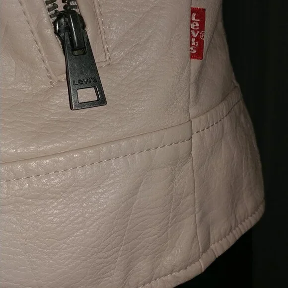 Levi's: Pink Faux Leather Moto Jacket W/Knit Hood - Women's Size Small - NWOT - Picture 8 of 11